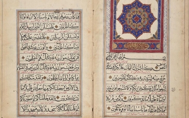 Two Qajar Qur'an juz, Iran, 19th century, each 10ff., Arabic...