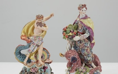 Two associated Bow or Derby figures of Flora and
