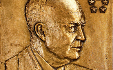 Undated Dwight David Eisenhower Plaque. Uniface. By Robert T. Dieges. Bronze, Cast. Mint State.