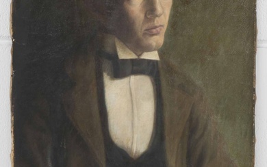Unknown artist: Portrait of V.I. Thrown sitting with a cigar and a book