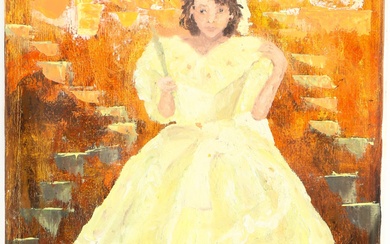 Unknown artist, oil on canvas, motif w/ woman
