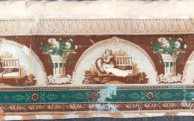 Upper and lower border in wallpaper from a private mansion in Aix-en-Provence, Restoration period