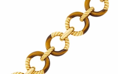 Van Cleef & Arpels Gold and Tiger's Eye Link Bracelet, France