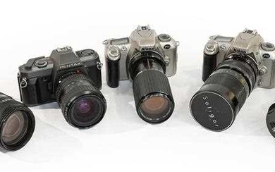 Various Cameras Pentax Super A, Pentax P30T, 2xNikon F55...