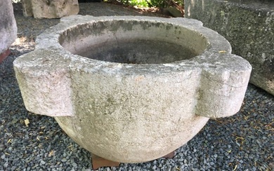 Very Large 18th C French Carved Stone Mortar