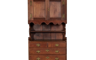 Very Rare Queen Anne Walnut Chest with Cupboard, Chester County, Pennsylvania, Circa 1750