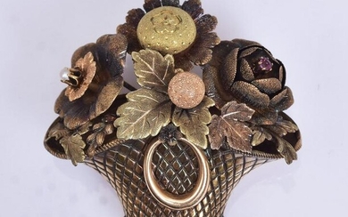 Victorian 14k Gold "Flower Basket" Brooch