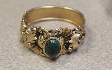 Victorian Gold Filled and Stone Bangle Bracelet