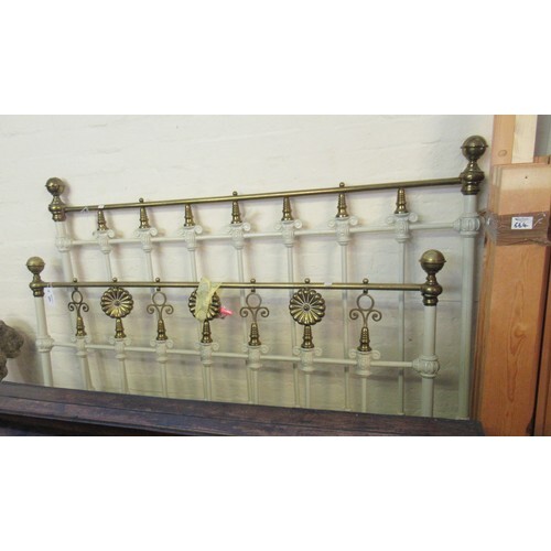 Victorian style brass and cast iron double bed ends with sla...