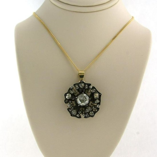 Victorian style diamond pendant, with modern chain