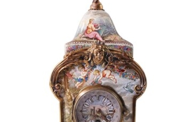 Viennese Silver and Enamel Clock