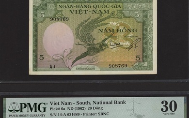 Vietnam, South - National Bank, [4 notes] 1, 5, 20, 100 Dong, ND (1955-1962), (Pick 2a, 6a, 8a,...