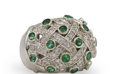 Vintage 18k Gold, Emerald and Diamond Ring