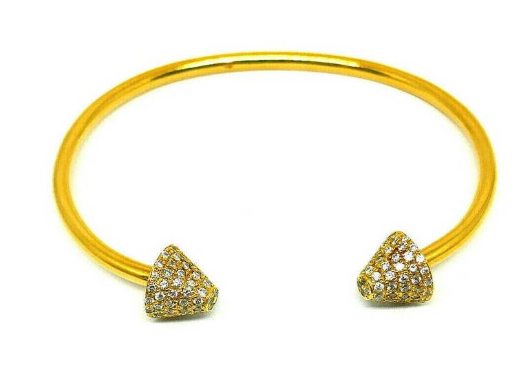 Vintage 18k Yellow Gold Diamond Narrow Wire Bangle