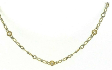 Vintage Diamond 18K Yellow White Gold Chain Necklace