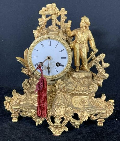 Vintage Gilded Bronze Mantle Clock