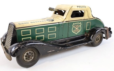 Vintage Marx Tin Litho Wind-Up Gang Busters Car