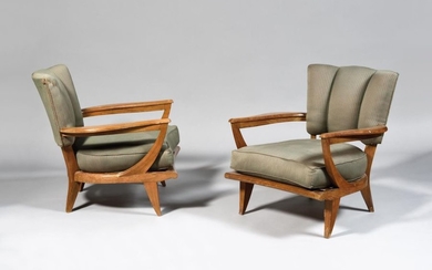 WORK OF THE 1950's Pair of low armchairs...
