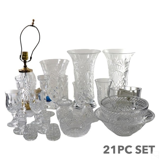 Waterford Crystal Bowls Vases & Hurricane Lamp LOT