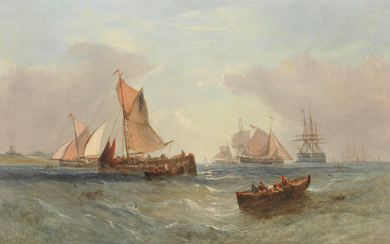 William Callcott Knell (British, 1830-1876) Shrimpers awaiting the tide