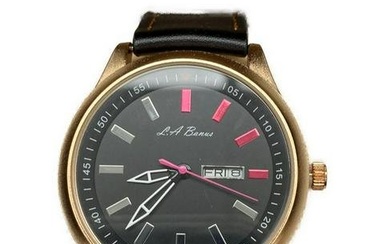 Womens L.A. Banus Matte Black Dial Genuine Leather Band Watch