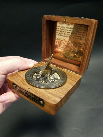 Wood Brass Sundial Compass