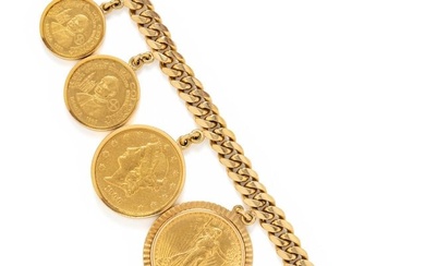 YELLOW GOLD AND COIN CHARM BRACELET