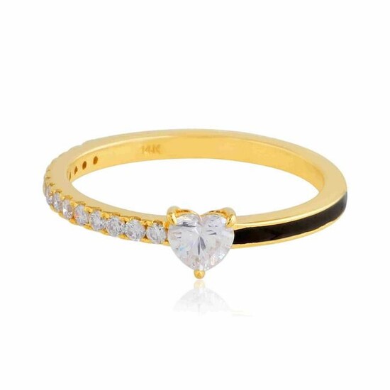 0.41 TCW HI/SI Diamond Ring 14Kt Yellow Gold Jewelry