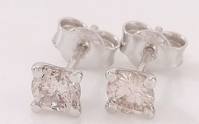 0.53ct Natural Fancy Pink - 14 kt. White gold - Earrings - Diamonds, ***No Reserve Price***
