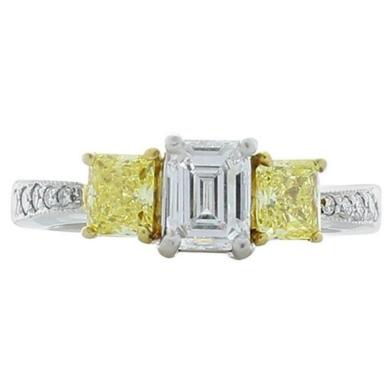 0.56 Ct VVS1 Emerald Cut Diamond, Intense Yellow