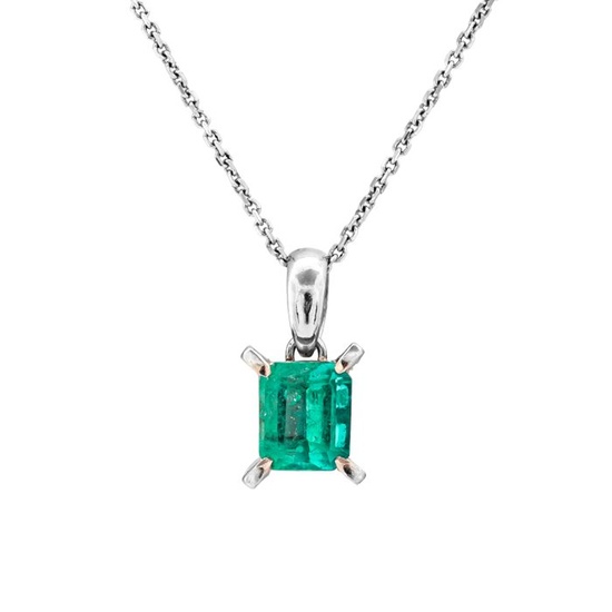 0.62 tcw Emerald Pendant Platinum - Pendant - 0.62 ct Emerald - No Reserve Price