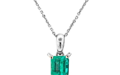 0.62 tcw Emerald Pendant Platinum - Pendant - 0.62 ct Emerald - No Reserve Price