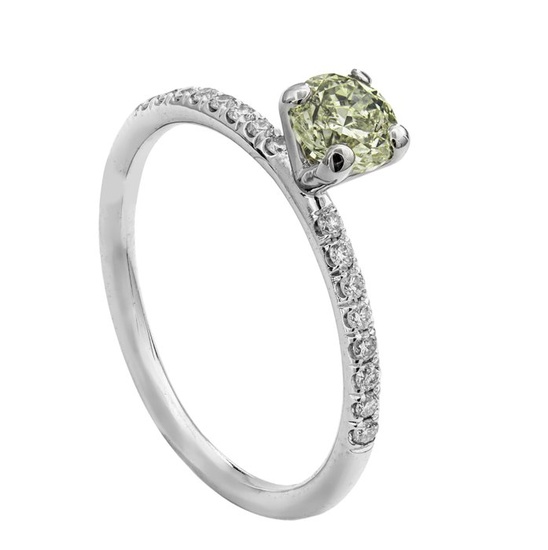 0.64 tcw Diamond Ring - 14 kt. White gold - Ring - 0.51 ct Diamond - 0.13 ct Diamonds - No Reserve Price
