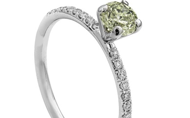 0.64 tcw Diamond Ring - 14 kt. White gold - Ring - 0.51 ct Diamond - 0.13 ct Diamonds - No Reserve Price