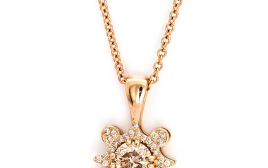 0.64 tcw VS2 Diamond Pendant - 14 kt. Pink gold - Necklace with pendant - 0.54 ct Diamond - 0.10 ct Diamonds - No Reserve Price