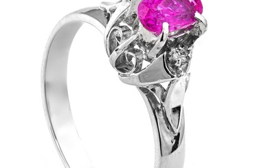 0.65 tcw Ruby Ring Platinum - Ring Ruby - 0.04 ct Diamonds - No Reserve Price