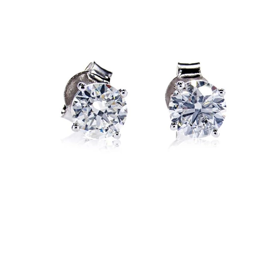 0.96 Ct Round Diamond Earrings - 14 kt. White gold - Earrings Diamond - No Reserve