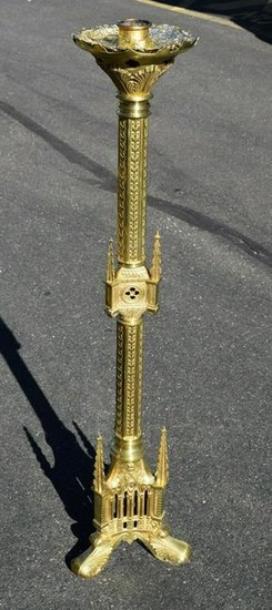 100 Year Old Vintage Gothic Paschal Candlestick 48" ht.