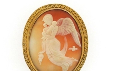 A 19th century carved shell cameo brooch, depictin…