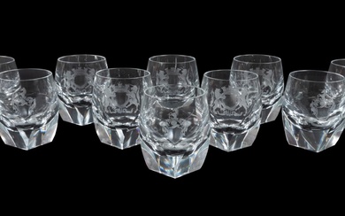 10PC MOSER ARMORIAL CRYSTAL DOUBLE OLD FASHIONEDS