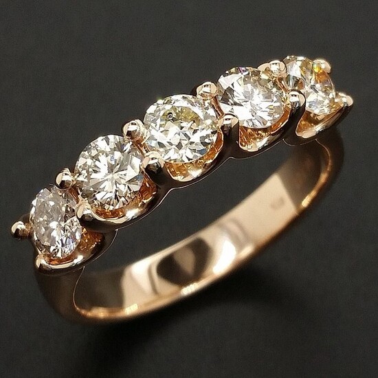 1.11ct Natural Fancy Mix Colors Diamonds - 14 kt. Pink gold - Ring - ***No Reserve Price***
