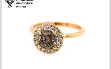 14 kt. Rose Gold - Ring - 1.82 ct Diamond - Fancy Deep Brown - SI2