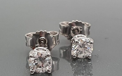 14 kt. White gold - Earrings - 0.50 ct Diamond