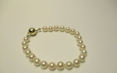 14 kt. Yellow gold, Akoya pearls salt water diameter 6.50 / 7.20 mm - Bracelet