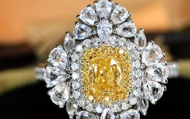 14K GOLD 1.38 CTW NATURAL YELLOW DIAMOND & DIAMOND RING/PENDANT