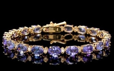 14K Gold 17.13ct Tanzanite 0.81ct Diamond Bracelet
