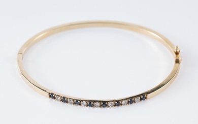 14K Gold, Diamond and Sapphire Bangle Bracelet