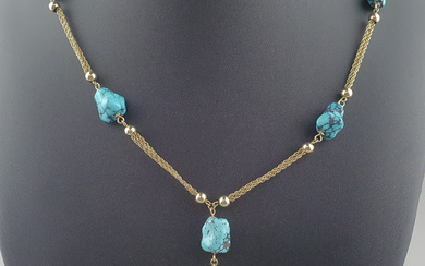 14K yellow gold necklace with turquoise yellow gold 585/000.