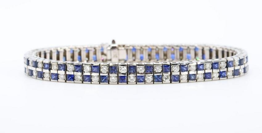 14KW Gold Sapphire and Diamond Bracelet