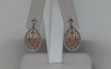 14Kt Ladies 2 Tone Modern Diamond Earrings